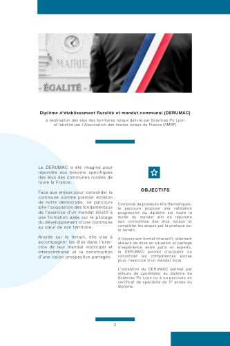 Plaquette de présentation - Diplôme d'établissement - DERUMAC - Ruralité & mandat communal - Une formation diplômante pour les élus ruraux